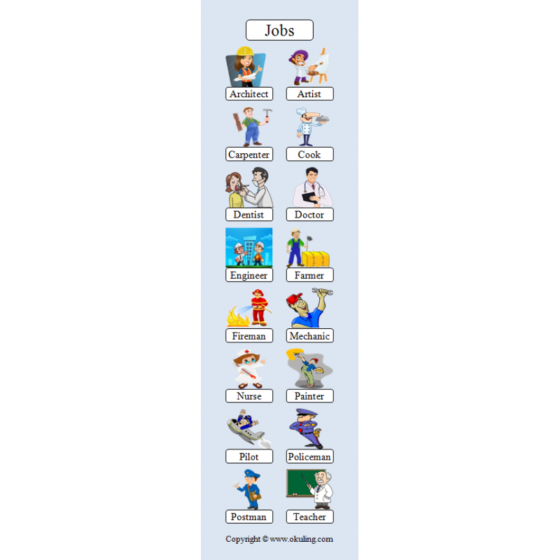 Jobs Bookmark Meslekler Kitap Ayracı